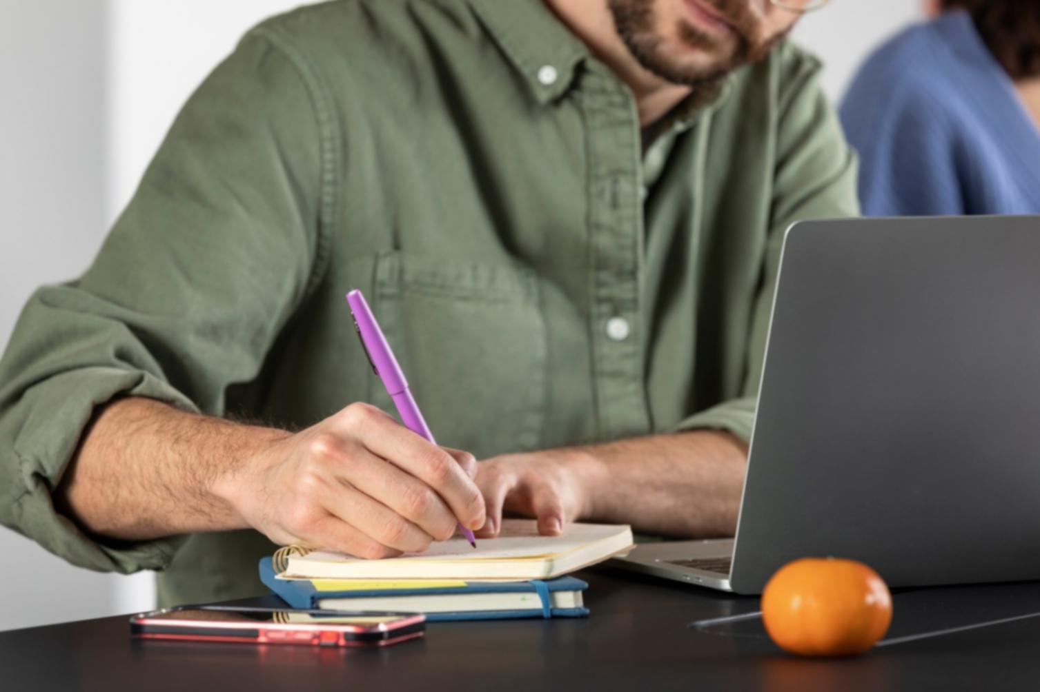 Financial analysis workspace with investment research materials